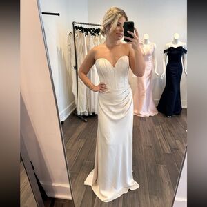 Lazaro Tia Gown in Champagne Crepe